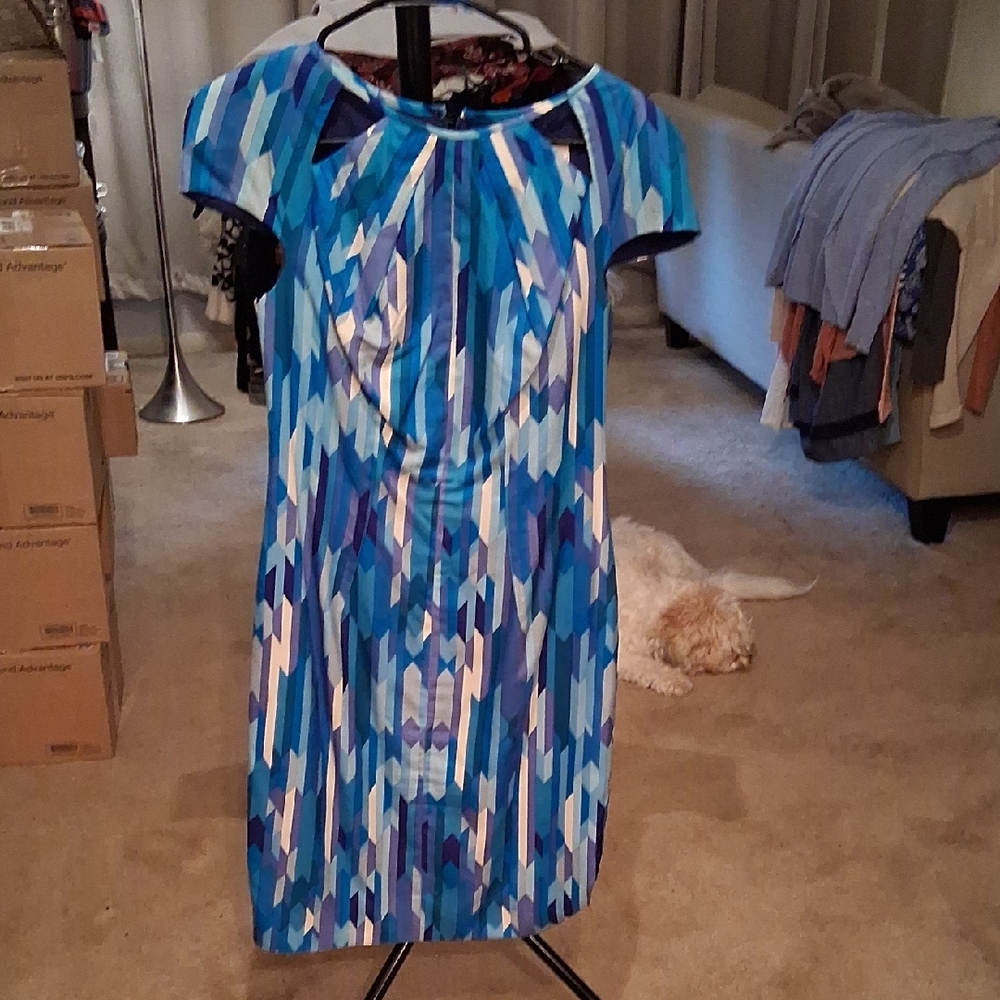 Lela Rose Vibrant Blue and Purple Mini Dress